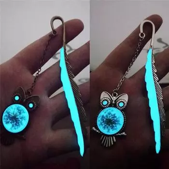 1Xсветящаяся закладка «Сова», этикетка для чтения, перо, книга, канцелярские принадлежности медный