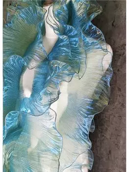 1Y 13CM широкая волнистая кружевная отделка синяя градиентная органза DIY пэчворк манжеты вырез платье свадебное платье дизайнерские аксессуары