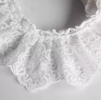 1Ярд/участок(0,9 метра) 7,5 см в ширину Новое европейское стильное сетчатое вышитое кружевное плиссированное платье Аксессуары для одежды белый