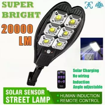 20000LM Уличные солнечные светодиодные фонари Высокая яркость Солнечная лампа с датчиком движения Пульт дистанционного управления Уличный светильник Садовый светильник Настенный светильник B-60*COB