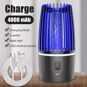 2000/4000 мАч USB перезаряжаемая лампа против комаров электрическим током бесшумная убийца насекомых светодиодный инсектицид отпугиватель вредителей походный светильник 2000mAH