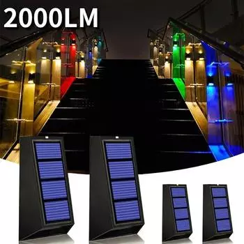2000 лм декоративные солнечные садовые фонари RGB с изменением цвета водонепроницаемый настенный светильник Рождественский подарок солнечное освещение для дорожки, забора, лестницы Bicolor-1pcs