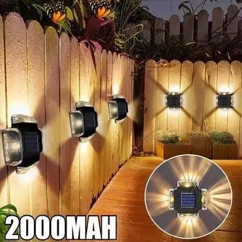 2000 мАч 12 шт. Солнечный настенный светильник, водонепроницаемый, уличный, солнечный, светодиодный, уличный, светильник для сада, улицы, ландшафта, балкона, декора white light-2000lm-1pcs