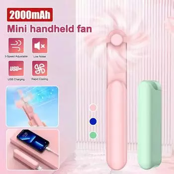 2000 мАч Мини Портативный Вентилятор USB Перезаряжаемый Ручной Настольный Вентилятор Тихий Складной Офисный Домашний Удобный Power Bank Кулер Складной зелёный