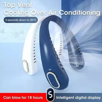 2000 мАч шейный вентилятор портативный безлопастной бесшумный охладитель 5 скоростей летний спортивный беговой мини-шейный вентилятор уличные вентиляторы шейный ободок светодиодный дисплей синий