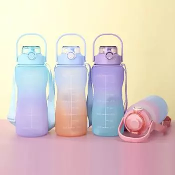 2000 мл большая емкость градиентного цвета бутылка для воды соломенная чашка чашка для воды время занятий спортом на открытом воздухе зелёный