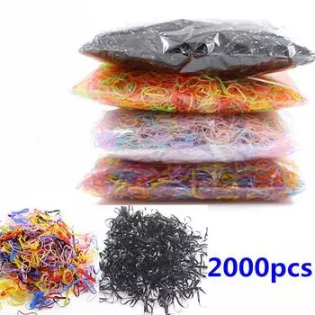 2000 шт., резиновая веревка, держатель для хвоста, женские и детские эластичные ленты для волос 80pcs чёрный