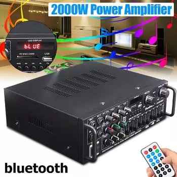 2000 Вт 326BT 12 В/110 В Bluetooth 2.0 Канальный Аудио Усилитель HiFi Стерео AV Усилитель Поддержка Динамиков 4 Микрофона с Пультом Дистанционного Управления