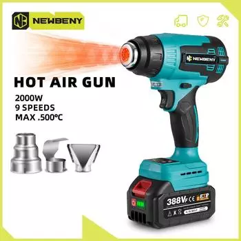2000 Вт электрические тепловые пушки, фен, 9 передач, регулируемые беспроводные бытовые электроинструменты для батареи Makita 18 В NO Battery