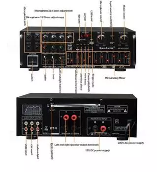 2000 Вт аудио мощность HiFi усилитель 326BT 12 В/220 В AV усилитель динамик с пультом дистанционного управления для автомобиля дома поддержка Bluetooth 2.0 канал US plug 110V