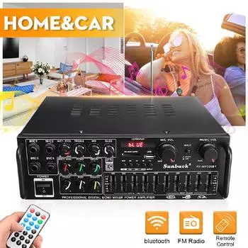 2000 Вт Bluetooth 2,0-канальный аудио усилитель Hi-Fi 326BT 12 В/220 В AV-усилитель динамик с пультом дистанционного управления для дома в автомобиле