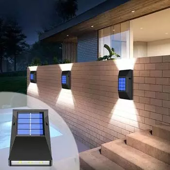 2000LM Солнечный Свет Водонепроницаемый Светодиодный Настенный Светильник Наружный Солнечный Свет Световой Забор Лампа Для Сада Уличный Пейзаж Декор Балкона white-2000LM-1PCS