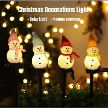 2000LM светодиодный солнечный садовый светильник снеговик уличный водонепроницаемый солнечные фонари для сада, газона, улицы, новогоднего рождественского декора blue