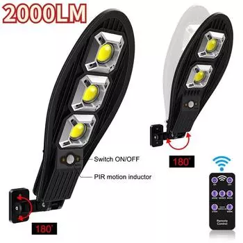 2000LM Уличная солнечная лампа на солнечной энергии для сада IP65 Водонепроницаемые уличные фонари Светодиодный PIR Датчик движения Двор Настенный светильник 1COB-1000LM