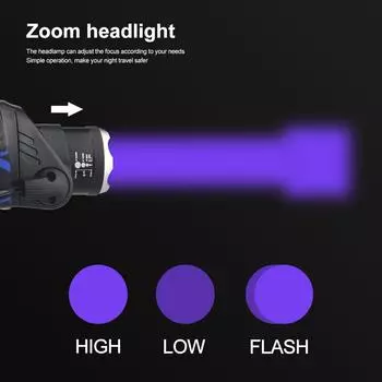 2000LM Зеленый/Красный/УФ 395 нм налобный фонарь водонепроницаемый масштабируемый ультрафиолетовый налобный фонарь USB перезаряжаемый налобный фонарь 3 режима охотничий фонарь