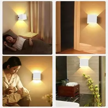 2000mAh Led Rechargeable Wall Night Light Human Body Sensor Usb Cordless Wall Lamp for Bedside Bedroom Lampara Night Light 0-5W&Warm White (2700-3500K) чёрный