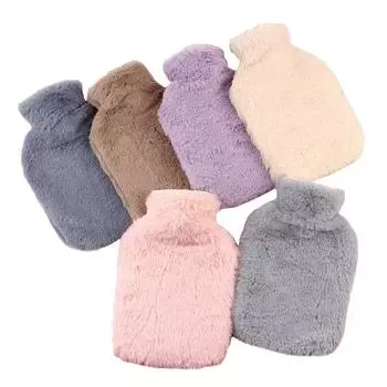2000ml Hot Water Bottle Knitted Cover Safe Hot Water Bottle Removable Knitted Cold-proof Warm Pouch Fashy Hot Water Hot Packs темно-коричневого