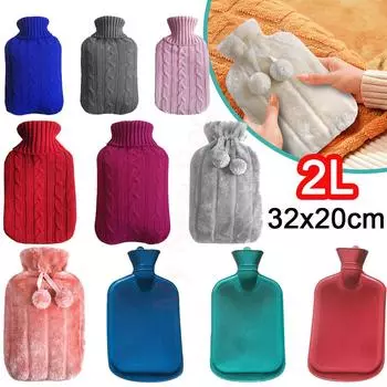 2000ml Large Hot Water Bag Winter Plush Cute Hand Warmer Reusable Soft Big Hot Water Bag Cover Heat Warm Hot Water Bottle Cover