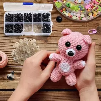 200/100PCS Plastic Black Safety Eyes Kit with Box For Toys Mix Size Crochet Animal Eye DIY Crafts Making Doll Toys Accessories