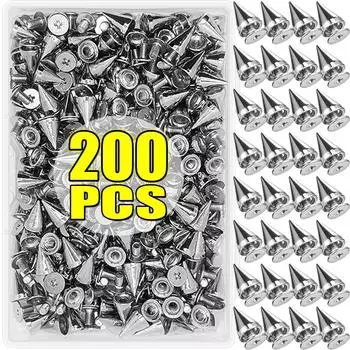 200/10 шт. Круглые конические заклепки, серебряные металлические конические гвоздики и шипы для самостоятельного изготовления кожаной одежды, заклепки, гвозди, аксессуары для одежды 10PCS