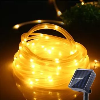 200/300 LEDs Solar Powered Rope Tube String Lights Outdoor Waterproof Fairy Lights Garden Garland For Christmas Yard Decoration 50LED&Battery case белый