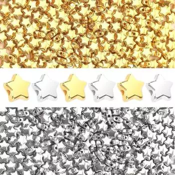 200/500/1000 разделительных бусин в форме звезды, 6 мм разделительные бусины в форме звезды из золота и серебра для ювелирных изделий, изготовление браслетов, бусины для браслетов, бусины для волос 200pcs