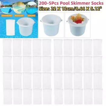 200-5Pcs Filter Storage Pool Skimmer Socks Nylon Swimming Pool Filter Socks For Baskets Skimmers White Pool Supply Accessories 5Pcs