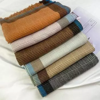 200 * 70cm Winter New Women S Retro Checkered Imitation Cashmere Scarf Warm And Versatile Shawl Dual Use Men 180cm