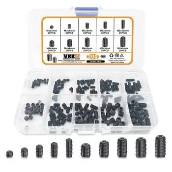 200 black M3 to M5 Hex Socket Drive Cup Screw Combination Kit,10Size Screws For Door Handles, Faucets, Light Repairs. чёрный