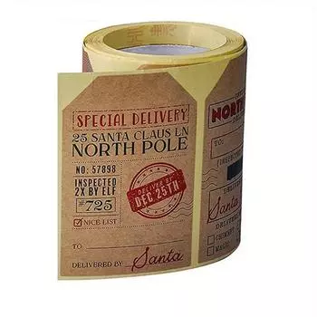 200 Christmas gift label stickers rolls, holiday gift labels, paper seal stickers for Christmas and Thanksgiving packaging