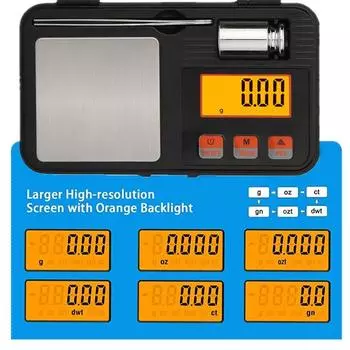 200 г 0,01 г карманные весы многофункциональные ювелирные граммовые весы высокоточные кухонные весы для приготовления пищи с 50 г гирьками и пинцетом чёрный