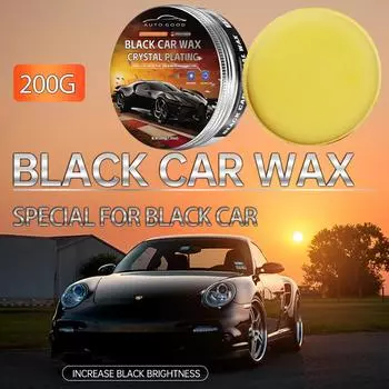 200 г черного автомобильного воска для ухода за лакокрасочным покрытием автомобиля, водостойкий воск, восстанавливающая полировка и защита, гидрофобное покрытие, с восковой губкой!