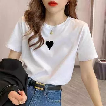 200 г хлопковая белая футболка больших размеров с круглым вырезом и короткими рукавами, летняя свободная рубашка с половиной рукавов M