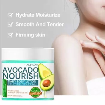 200 г увлажняющего и разглаживающего лосьона для тела с авокадо и ниацинамидом, натуральные ингредиенты увлажняющего геля, увлажнение кожи 200g