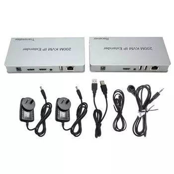 200 м KVM IP удлинитель RJ45 HD мультимедийный интерфейс KVM Over IP удлинитель с широким ИК TCP IPm по UTP EU Plug