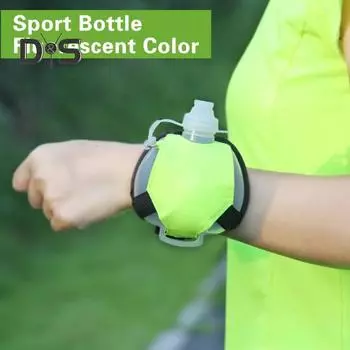 200 мл бутылка для проточной воды с регулируемым запястьем, флуоресцентный цвет, безопасный для бега в ночное время, силиконовое уплотнение, спортивная бутылка оранжевый
