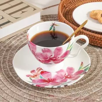 200 мл чайный сервиз Ldyllic Flowers керамическая кофейная чашка в британском стиле с блюдцем и ложкой 200ml