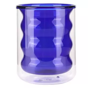 200 мл двухслойная стеклянная кружка термостойкая 3-мерная спиральная чашка для офиса дома школы(синий )