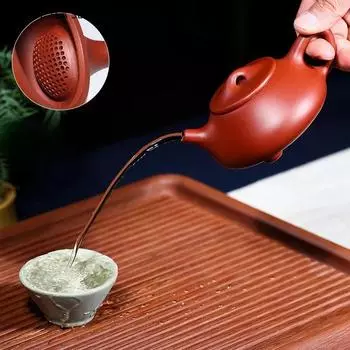 200 мл фиолетовый глиняный чайник ручной работы с каменным черпаком, красивый чайник с шариковым отверстием, фильтр для заваривания чая, чайный набор, аксессуары