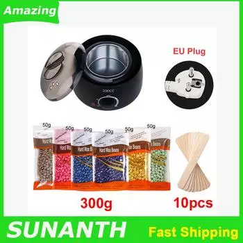 200 мл Инструмент для удаления волос Умный нагреватель воска для рук и ног Эпилятор для депиляции Уход за кожей Парафиновый восковой аппарат Комплект + восковые бобы