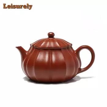 200 мл Классический Исинский фиолетовый глиняный чайник ручной работы Rib Pan Pot Raw Ore Dahongpao Mud Kettle Китайский чайный сервиз Zisha Drinkware Craft