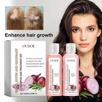 200 мл лук, биотин, розмарин, шампунь против выпадения волос, увлажняющий для мужчин и женщин, лечение облысения, уход за волосами, натуральный утолщающий шампунь для восстановления роста волос розовый