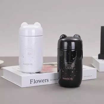 200 мл Нержавеющая сталь Звездное небо Мини Термос Бутылка Малой Емкости Термокружка Узор Созвездие Вакуумная Фляга чёрный