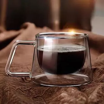 200 мл прозрачная стеклянная кружка для кофе с двойными стенками и ручкой, термостойкая чашка для эспрессо, латте, капучино, чай, вода, чашка для завтрака 200ml