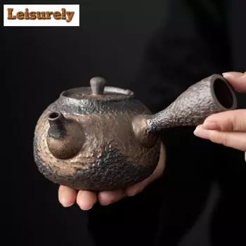 200 мл японский позолоченный заварочный чайник с железной глазурью, ручка из цельного дерева, фильтр для заваривания чая, ретро-керамика, китайский чайный сервиз Ча, аксессуары