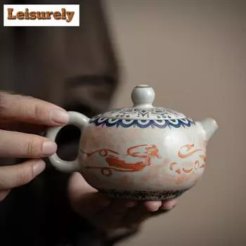 200 мл ручной работы имитирует Song Ru Kiln чайник Dunhuang Apsaras Xishi чайник для заваривания чая с фильтром чайные сервизы коллекция