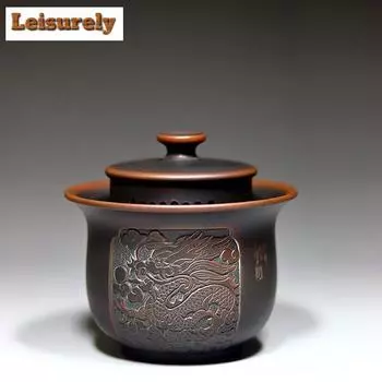 200 мл ручной работы керамика Циньчжоу Нисин чайная супница Дракон и Феникс ручной горшок высокого класса крышка чайный набор гайвань коллекция чайных сервизов