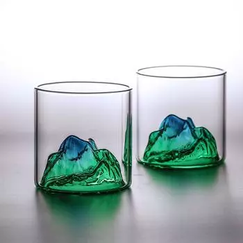 200 мл синие японские хрустальные бокалы, чашка для виски, Fuji Mountain, стакан для воды, чашка для водки, вина, стакан для бренди, кружка для кофе с молоком Landscape Cup 200ml