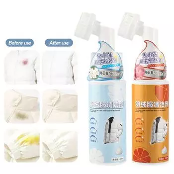 200 мл средство для сухой чистки пуховой куртки с щеткой, не требующей стирки, мягкий растительный экстракт, многофункциональное моющее средство для пуховой одежды, пена-мусс для удаления пятен оранжевый