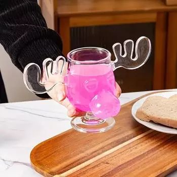 200 мл стеклянный стакан для Tiki Creative Elk Cute Reinder Mug Wine Beer Water Soak Milk Glasses Drinkware Shot Cups Christmas Gift 201-300ml